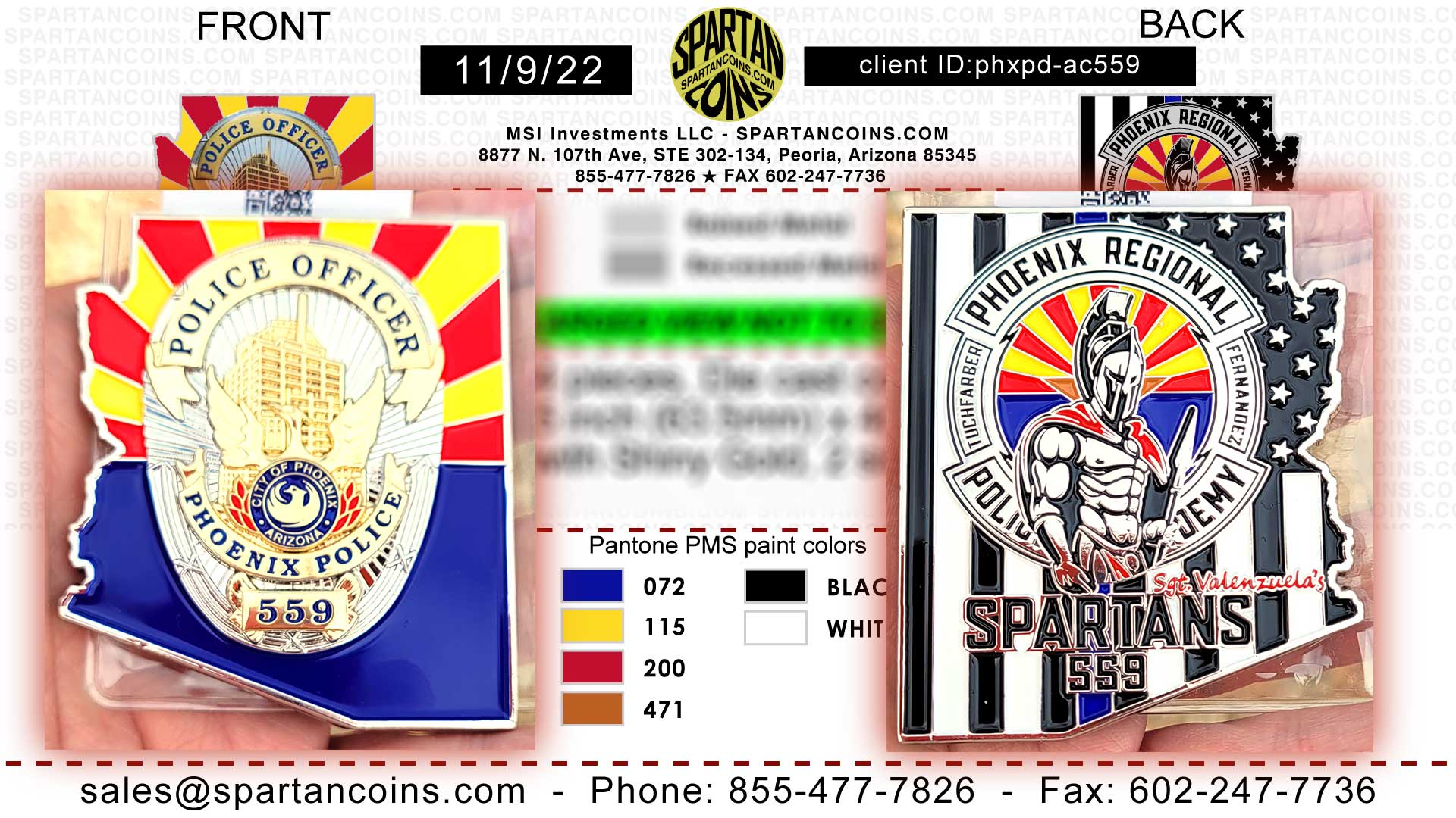 Phoenix Regional Police Academy Class Challenge Coin Spartancoins