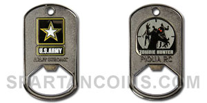 Dog Tag Shaped Die Cast Custom Military Challenge Coin Bottle Opener
