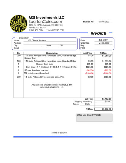 az100c-2022 invoice