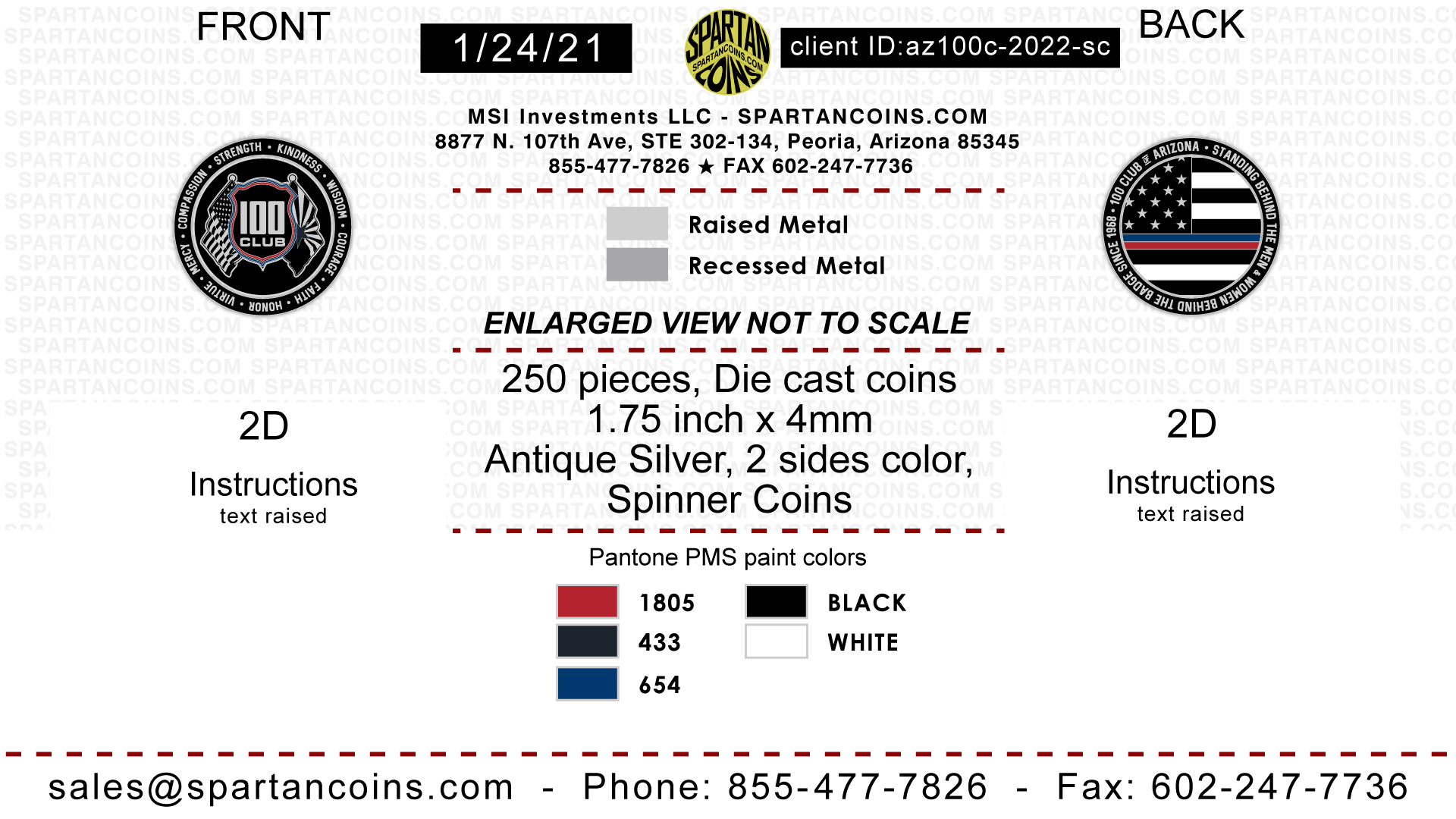 100 Club of Arizona spinner coins